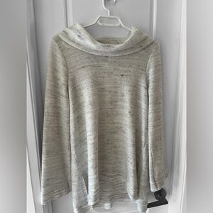 Anthropologie Maeve Risa Hacci Tunic Cowl Neck Sweater Marled Heather Gray Small